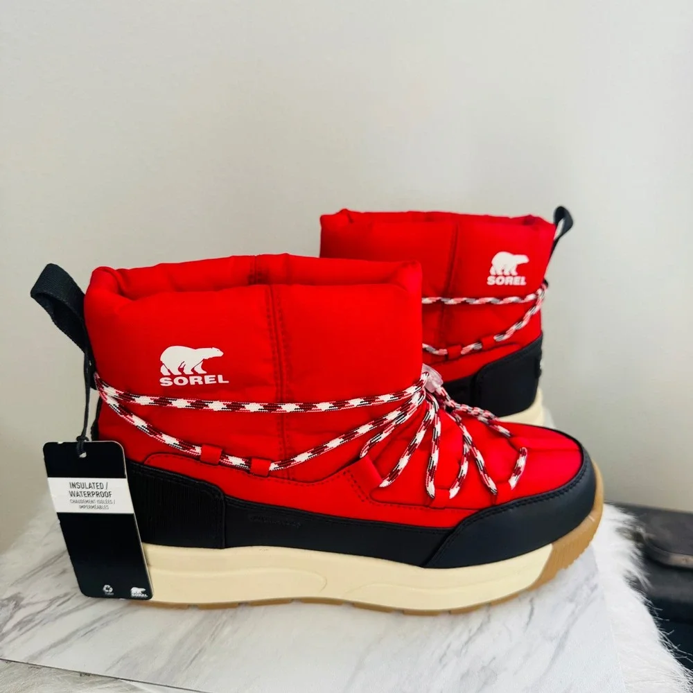 SOREL Whitney III Waterproof Bootie, Winter/Snow Boot,‎ Red, Size 8.5, NWT